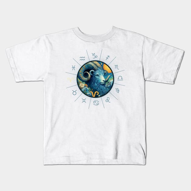 ZODIAC Aries - Astrological ARIRS - ARIRS - ZODIAC sign - Van Gogh style - 3 Kids T-Shirt by ArtProjectShop